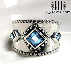 3-wishes-silver-medieval-wedding-ring-gothic-blue-topaz-stones-wide-studded-engagement-band-unisex 3-wishes-silver-medieval-wedding-ring-gothic-blue-topaz-stones-wide-studded-engagement-band-unisex