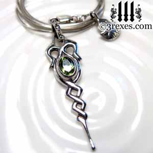 dripping-celtic-silver-necklace-green-peridot-stone-august-birthstone-jewelry-by-3-rexes-jewelry